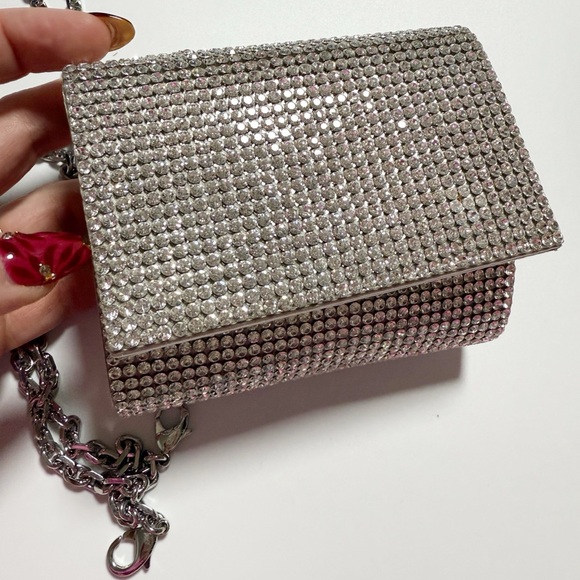 Judith Leiber Couture Micro Fizzy Beaded Clutch Evening Bag - Satin Minaudiere - Picture 15 of 15